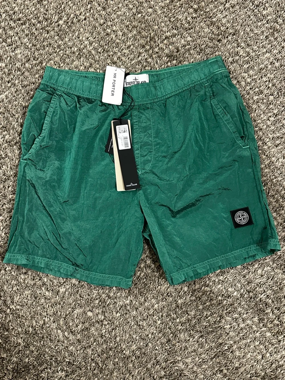 Stone Island Green Nylon Utility Swim Shorts
